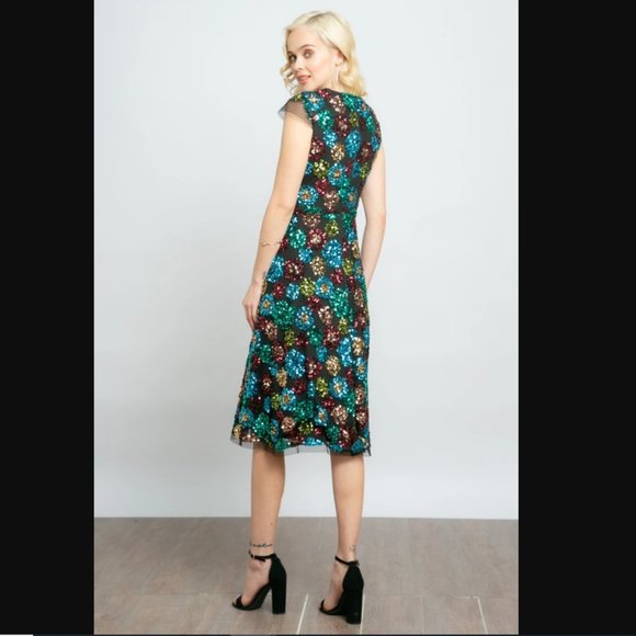 Eva Franco Anthropologie Glenna Sequined Midi Dress Rainbow - Picture 4 of 4